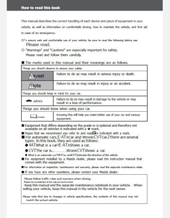 mazda familia 2017-2018 owners manual in english